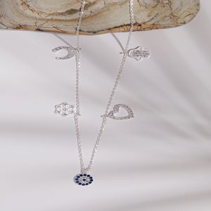 Colier, Heliophilia, argint 925, argintiu, zirconiu, 43 cm, 736ELS1397