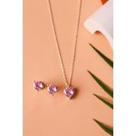 Fashion, accesorii si bijuterii - Femei - Bijuterii femei - Coliere femei - Set colier si cercei, Heliophilia, argint 925, zirconiu roz, one size, 757ELS2547 - Infinity.ro