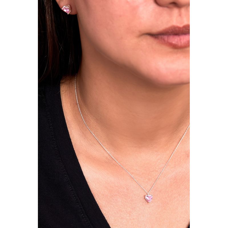 Fashion, accesorii si bijuterii - Femei - Bijuterii femei - Coliere femei - Set colier si cercei, Heliophilia, argint 925, zirconiu roz, one size, 757ELS2547 - Infinity.ro