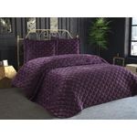 Casa si Gradina - Textile si covoare - Pături și cuverturi - Cuverturi - Set cuvertura pat dublu, L'essentiel Maison, damson, 260x250 cm, 100% catifea - Infinity.ro