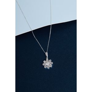 Colier, Heliophilia, argint 925, argintiu, cu zirconiu, marime universala