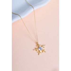 Colier, Heliophilia, argint 925, auriu, piatra zircon, marime unica