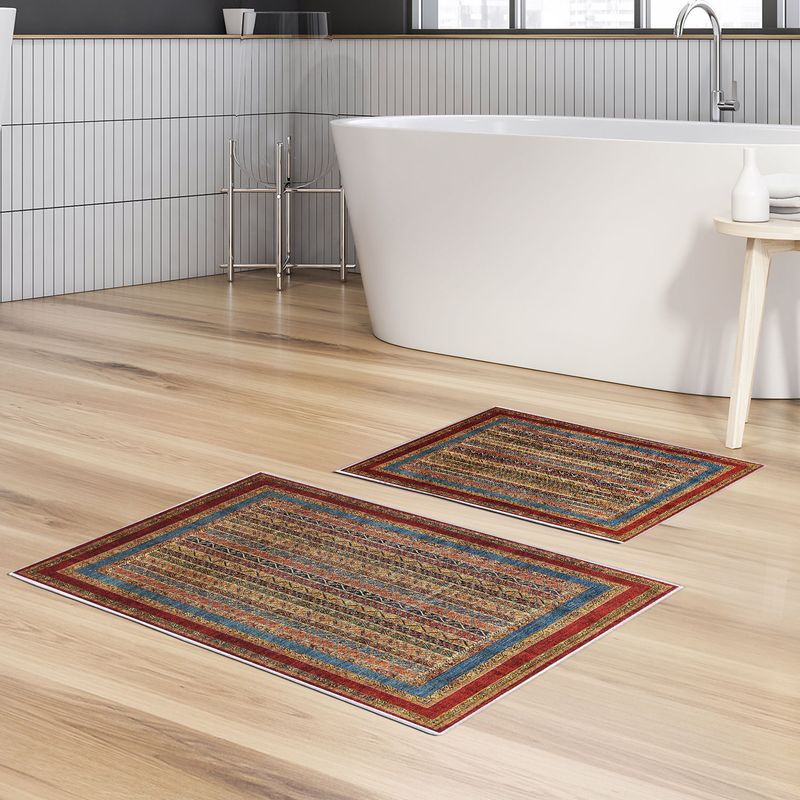 Casa si Gradina - Textile si covoare - Covoare - Covorase baie - Set covorase de baie, L'essentiel Maison, multicolor, 50x60 cm si 60x100 cm, 100% poliester, antiderapant, 299ANR1607 - Infinity.ro