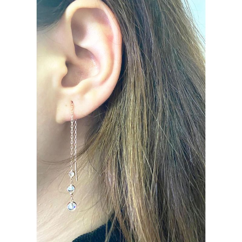 Fashion, accesorii si bijuterii - Femei - Bijuterii femei - Cercei femei - Cercei, Heliophilia, femei, argint 925, rose gold, lungime 10 cm - Infinity.ro