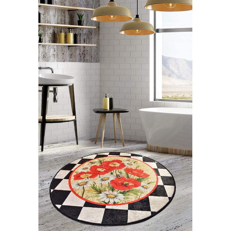 Casa si Gradina - Textile si covoare - Covoare - Covorase baie - Covoras de baie, L'essentiel Maison, multicolor, diametru 140 cm, 100% poliester, antiderapant, 359CHL4238 - Infinity.ro