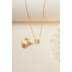 Set colier si cercei, Heliophilia, argint 925, auriu, unica marime