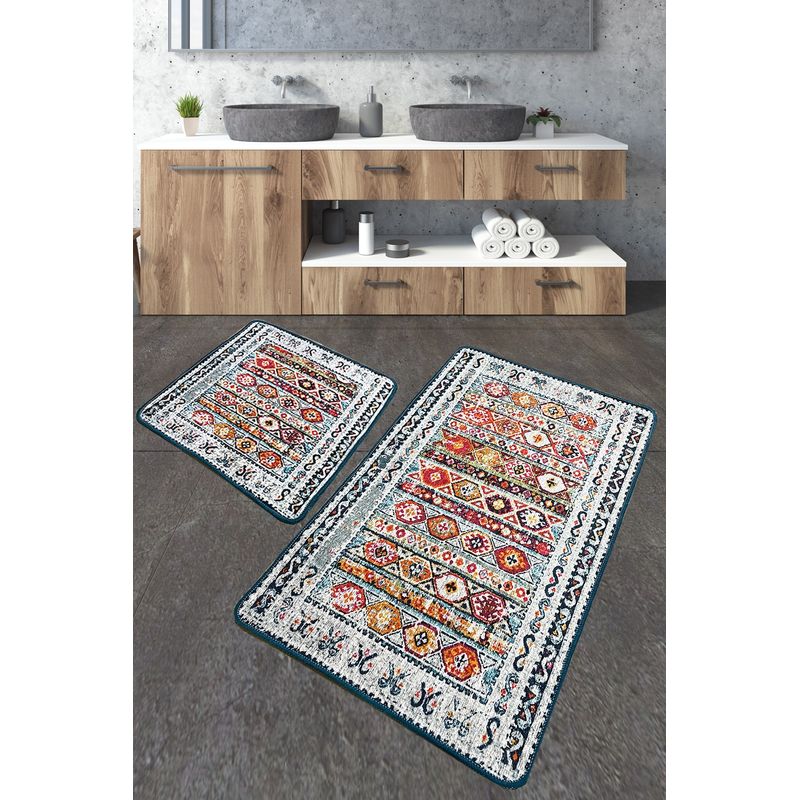 Casa si Gradina - Textile si covoare - Covoare - Covorase baie - Set covorase de baie, L'essentiel Maison, multicolor, 60x100 cm + 50x60 cm, 100% poliester, antiderapant, 359CHL5288 - Infinity.ro