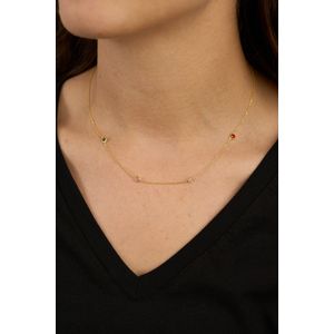 Colier, Heliophilia, argint 925, auriu, zirconiu, marime universala, 757ELS2215