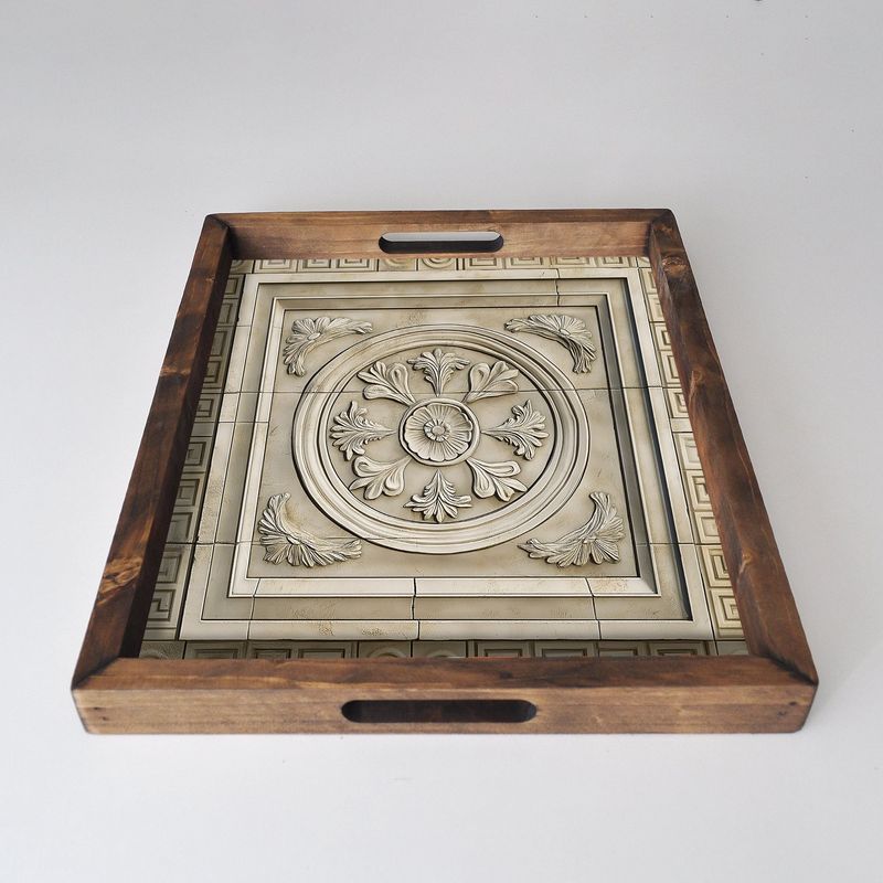 Casa si Gradina - Bucatarie si vesela - Ustensile bucatarie - Tavi servire - Tava servire, Aberto Design, lemn masiv, multicolor, 48x38x4 cm, 799EVL1124 - Infinity.ro