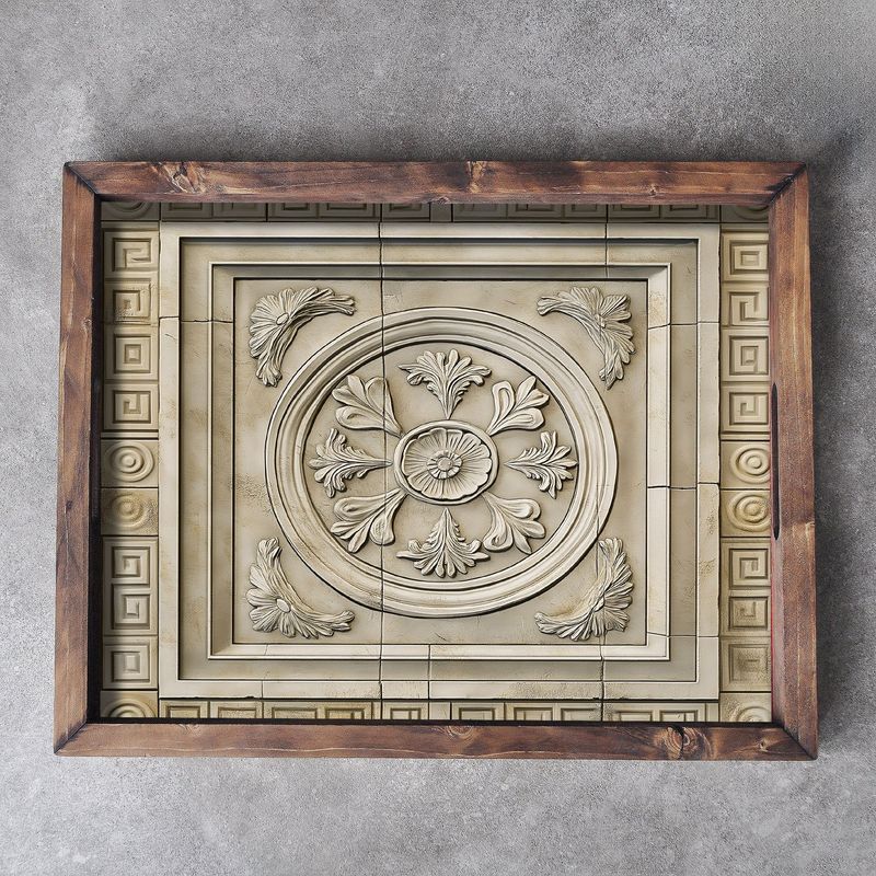 Casa si Gradina - Bucatarie si vesela - Ustensile bucatarie - Tavi servire - Tava servire, Aberto Design, lemn masiv, multicolor, 48x38x4 cm, 799EVL1124 - Infinity.ro