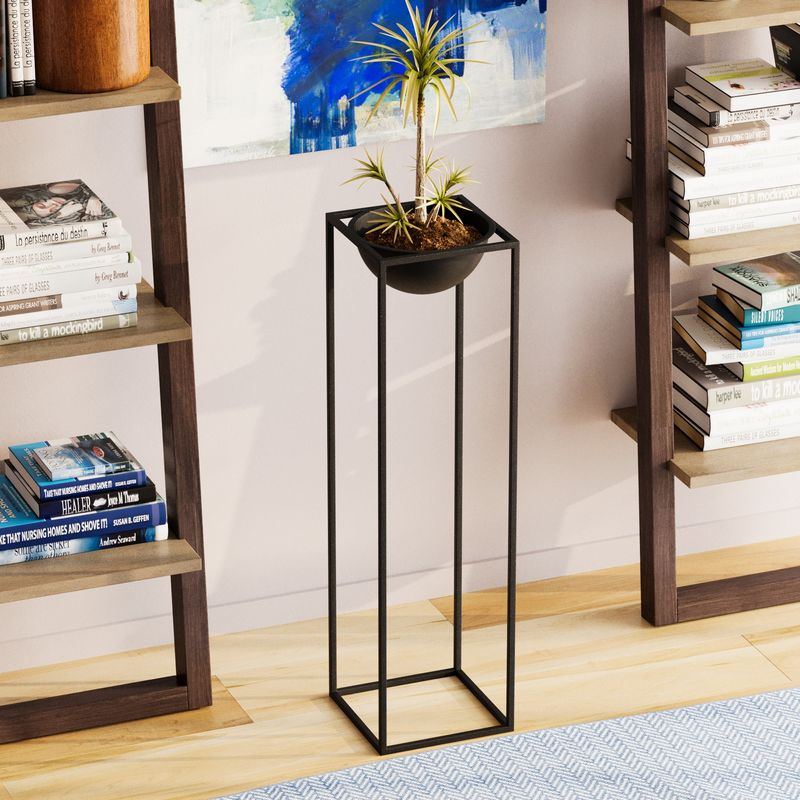 Casa si Gradina - Gradinarit si plante - Plante si ghivece - Ghivece si suporturi - Ghiveci decorativ, Aberto Design, metal, negru, 28x28x80 cm - Infinity.ro