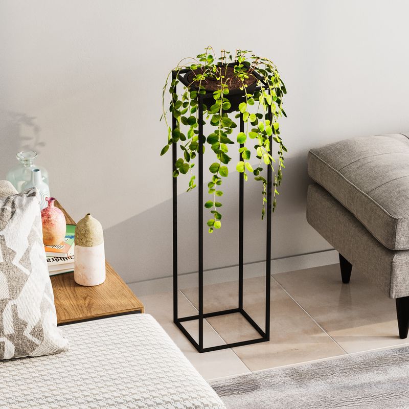 Casa si Gradina - Gradinarit si plante - Plante si ghivece - Ghivece si suporturi - Ghiveci decorativ, Aberto Design, metal, negru, 28x28x80 cm - Infinity.ro