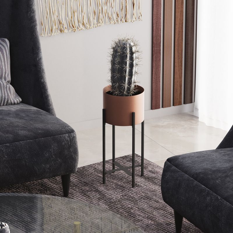 Casa si Gradina - Gradinarit si plante - Plante si ghivece - Ghivece si suporturi - Ghiveci decorativ, Aberto Design, metal, negru cupru, 23x23x48 cm - Infinity.ro