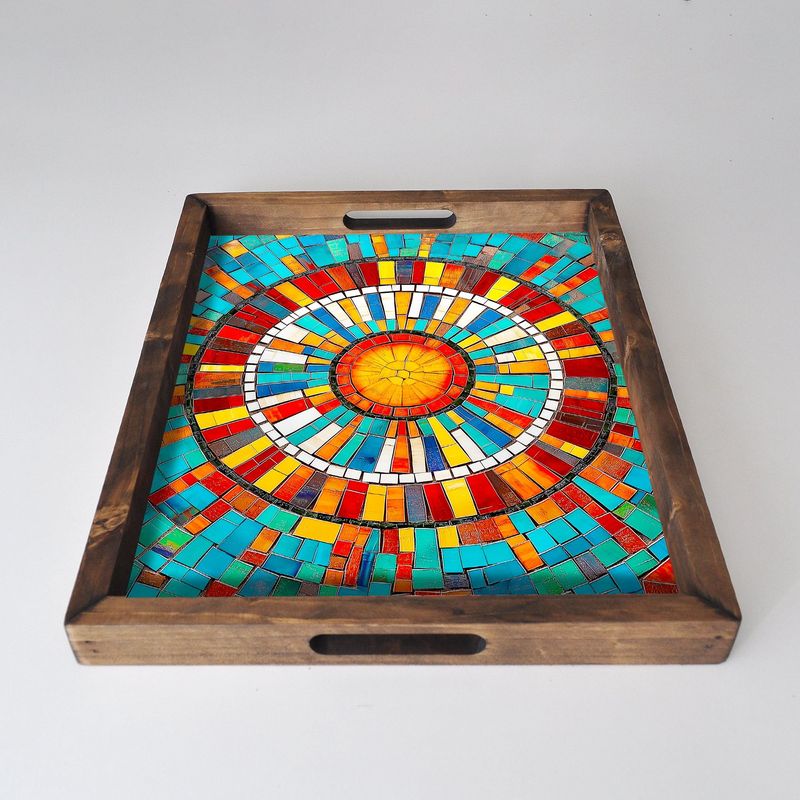 Casa si Gradina - Bucatarie si vesela - Ustensile bucatarie - Tavi servire - Tava servire, Aberto Design, lemn masiv, multicolor, 48x38x4 cm, 799EVL1119 - Infinity.ro