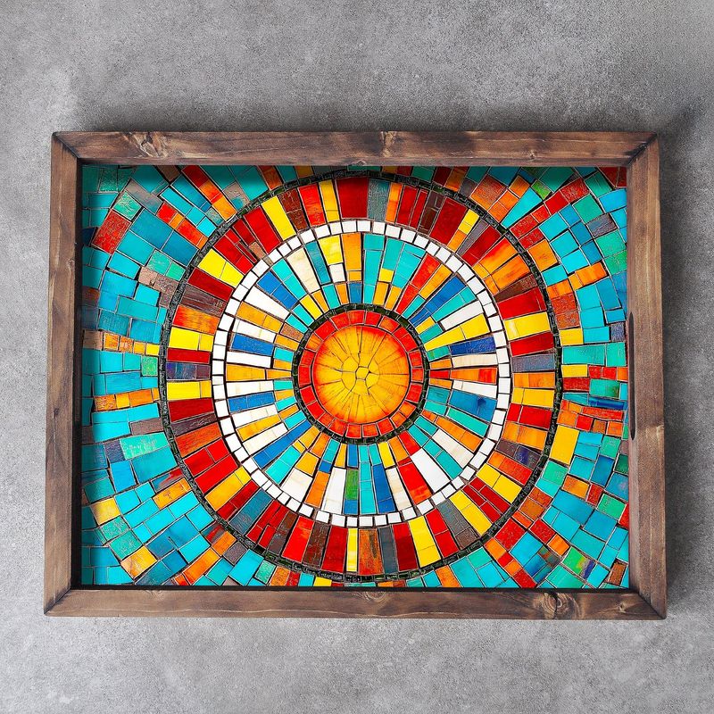 Casa si Gradina - Bucatarie si vesela - Ustensile bucatarie - Tavi servire - Tava servire, Aberto Design, lemn masiv, multicolor, 48x38x4 cm, 799EVL1119 - Infinity.ro