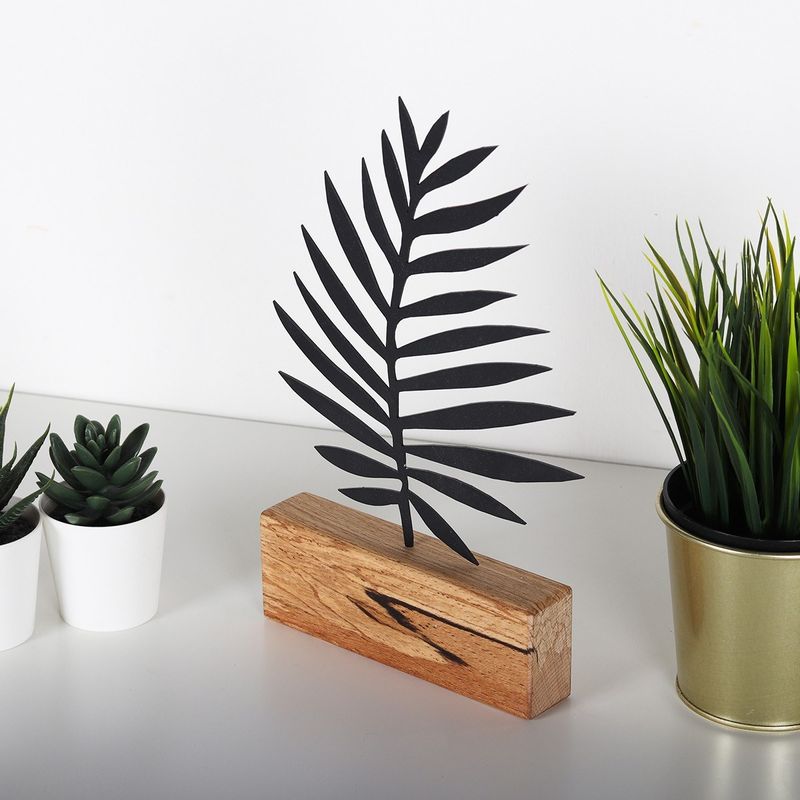 Casa si Gradina - Decoratiuni - Obiecte de arta - Obiect decorativ, Aberto Design, metal, negru, lemn, 17x27x3.5 cm - Infinity.ro
