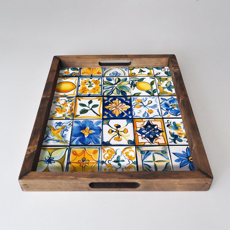 Casa si Gradina - Bucatarie si vesela - Ustensile bucatarie - Tavi servire - Tava de servire, Aberto Design, lemn masiv, multicolor, 48x38x4 cm, 799EVL1116 - Infinity.ro