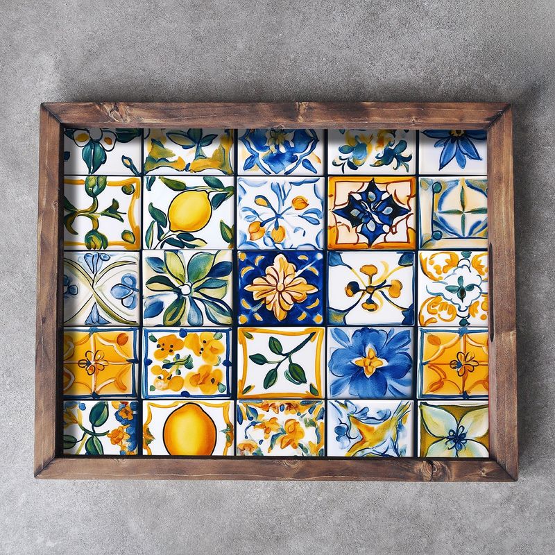 Casa si Gradina - Bucatarie si vesela - Ustensile bucatarie - Tavi servire - Tava de servire, Aberto Design, lemn masiv, multicolor, 48x38x4 cm, 799EVL1116 - Infinity.ro