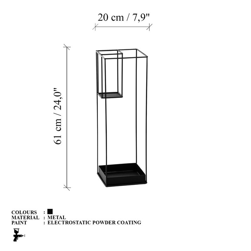 Casa si Gradina - Decoratiuni - Obiecte decorative - Suporturi umbrele - Suport pentru umbrele, Aberto Design, metal, negru, 20x20x61 cm - Infinity.ro