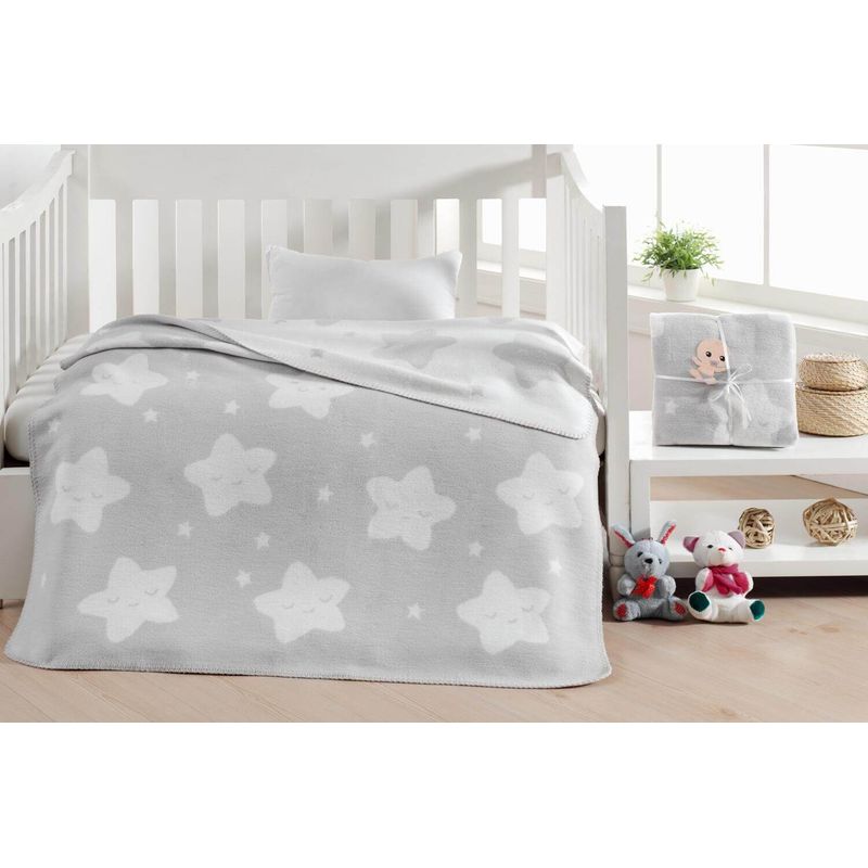 Casa si Gradina - Textile si covoare - Pături și cuverturi - Paturici copii - Paturica pentru bebelusi, L'essentiel Maison, gri deschis, 100x120 cm, bumbac-acrilic-poliester - Infinity.ro