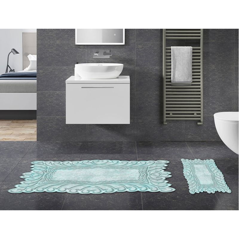 Casa si Gradina - Textile si covoare - Covoare - Covorase baie - Set covorase de baie, L'essentiel Maison, albastru, 50x60 cm si 60x100 cm, 100% poliester, antiderapant, 394ANR1447 - Infinity.ro