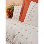 Casa si Gradina - Textile si covoare - Lenjerii de pat - Seturi de lenjerie - Set lenjerie pat dublu, L'essentiel Maison, rosu teracota alb, 200x220 cm, 100% bumbac ranforce - Infinity.ro