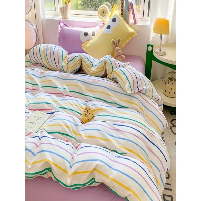 Casa si Gradina - Textile si covoare - Lenjerii de pat - Seturi de lenjerie - Set lenjerie de pat dublu, L'essentiel Maison, galben si lila, 200x220 cm, 65% bumbac 35% poliester - Infinity.ro