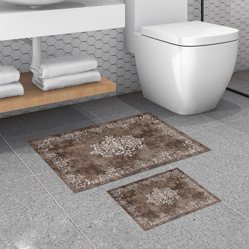 Casa si Gradina - Textile si covoare - Covoare - Covorase baie - Set covorase baie, L'essentiel Maison, maro, 50x60 cm si 60x100 cm, 100% poliester, antiderapant - Infinity.ro