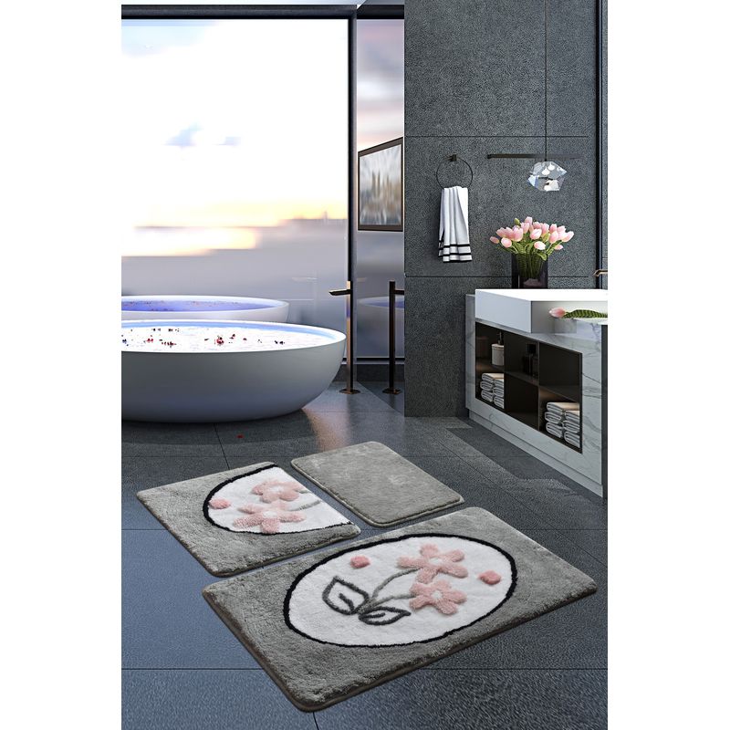 Casa si Gradina - Textile si covoare - Covoare - Covorase baie - Set covorase de baie, L'essentiel Maison, multicolor, 40x60 cm, 50x60 cm, 60x100 cm, 100% acrilic, antiderapant, 359CHL3185 - Infinity.ro
