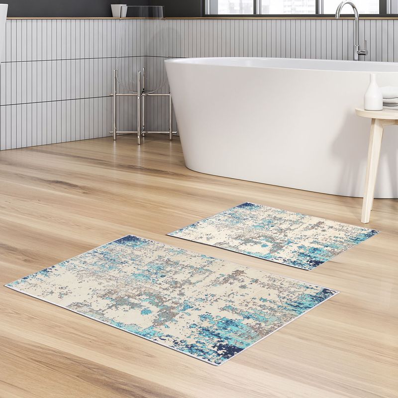 Casa si Gradina - Textile si covoare - Covoare - Covorase baie - Set covorase de baie, L'essentiel Maison, multicolor, 50x60 cm si 60x100 cm, 100% poliester, antiderapant, antibacterian, 299ANR1657 - Infinity.ro