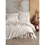 Casa si Gradina - Textile si covoare - Lenjerii de pat - Seturi de lenjerie - Set lenjerie pat dublu, L'essentiel Maison, bej maro, 200x220 cm, 75% bumbac 25% in - Infinity.ro