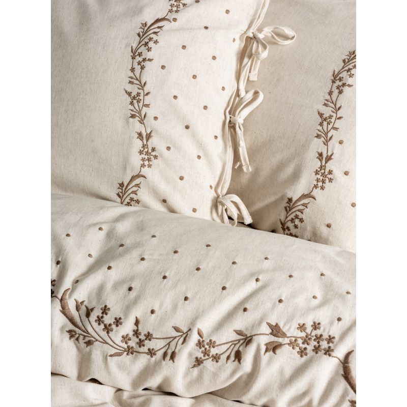 Casa si Gradina - Textile si covoare - Lenjerii de pat - Seturi de lenjerie - Set lenjerie pat dublu, L'essentiel Maison, bej maro, 200x220 cm, 75% bumbac 25% in - Infinity.ro