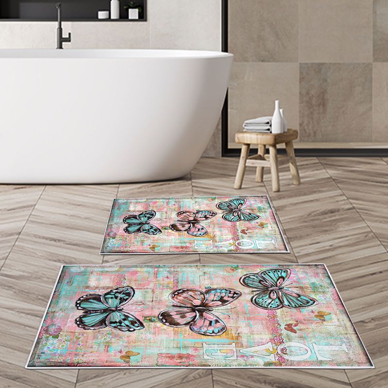 Casa si Gradina - Textile si covoare - Covoare - Covorase baie - Set covorase de baie, L'essentiel Maison, multicolor, 50x60 cm si 60x100 cm, 100% poliester, antiderapant, antibacterian, 299ANR1560 - Infinity.ro
