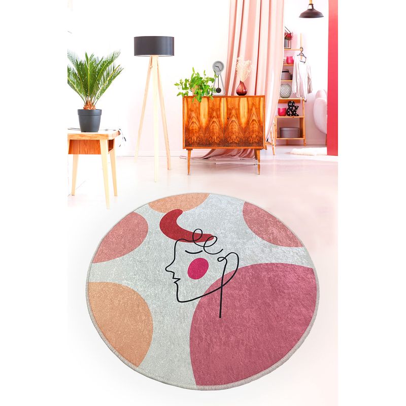 Casa si Gradina - Textile si covoare - Covoare - Covorase baie - Covoras de baie, L'essentiel Maison, multicolor, diametru 100 cm, 100% poliester, antiderapant, 359CHL5362 - Infinity.ro