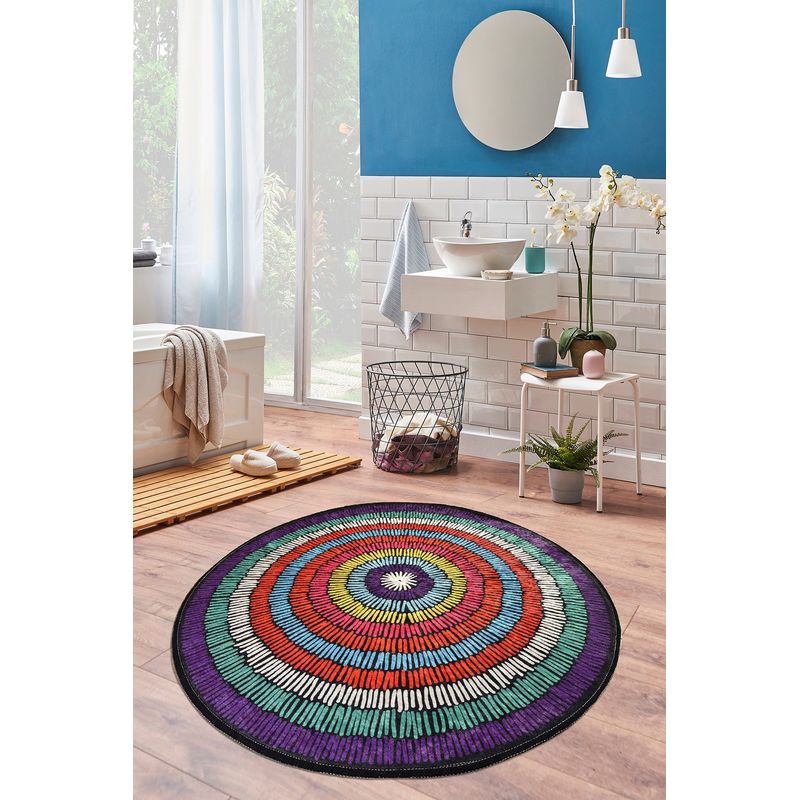 Casa si Gradina - Textile si covoare - Covoare - Covorase baie - Covoras de baie, L'essentiel Maison, multicolor, diametru 140 cm, 100% poliester, antiderapant, antibacterian, 359CHL4162 - Infinity.ro