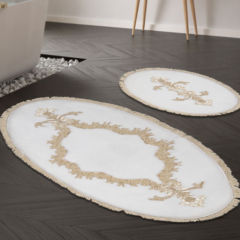 Casa si Gradina - Textile si covoare - Covoare - Covorase baie - Set covorase de baie, L'essentiel Maison, crem, 55x65 cm si 65x115 cm, 100% poliester, antiderapant, 394ANR1558 - Infinity.ro