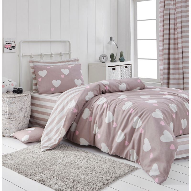 Casa si Gradina - Textile si covoare - Lenjerii de pat - Seturi de lenjerie - Set lenjerie de pat single, L'essentiel Maison, dusty rose alb, 160x220 cm, bumbac poliester - Infinity.ro