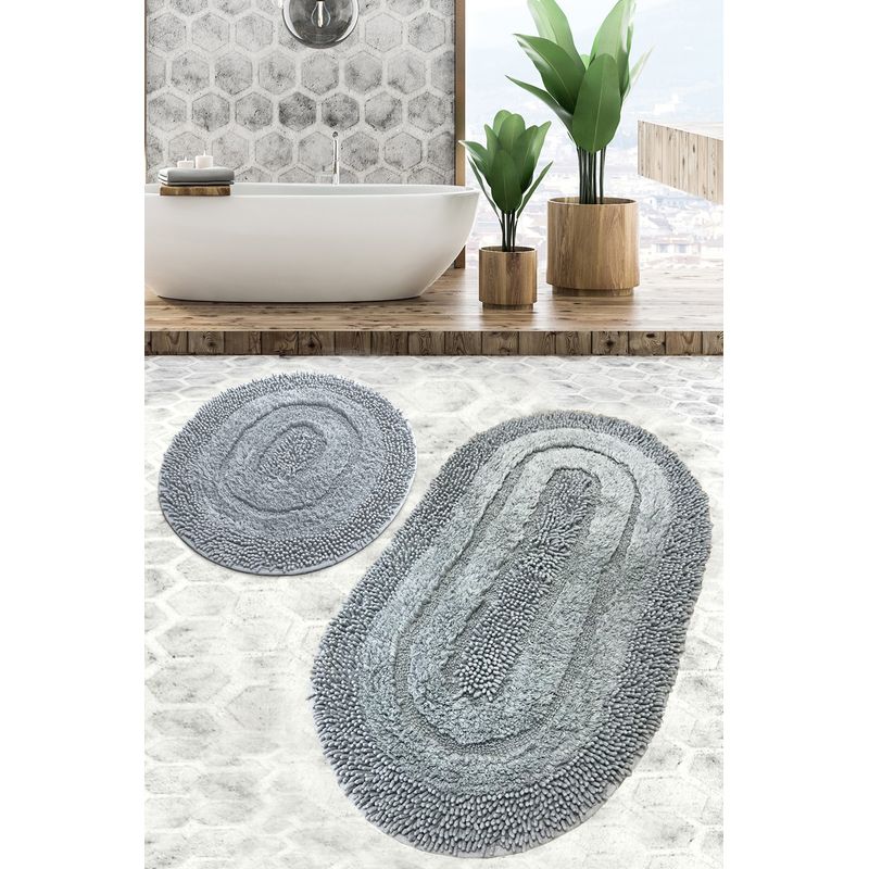 Casa si Gradina - Textile si covoare - Covoare - Covorase baie - Set covorase de baie, L'essentiel Maison, gri, 60x100 cm + 50x60 cm, 100% bumbac, handmade - Infinity.ro