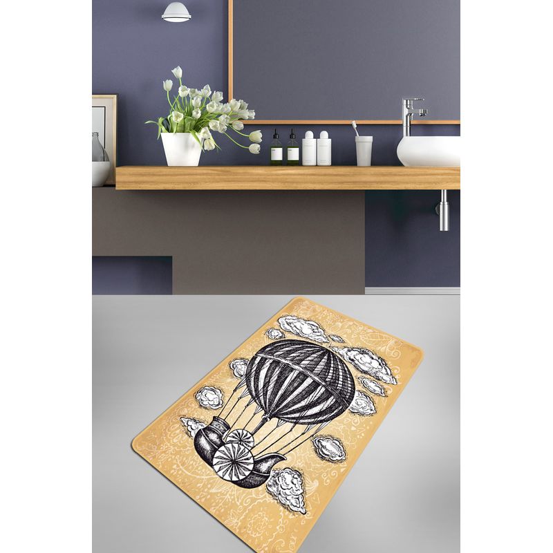 Casa si Gradina - Textile si covoare - Covoare - Covorase baie - Covoras de baie, L'essentiel Maison, galben negru alb, 80x100 cm, 100% poliester, antiderapant, 359CHL4406 - Infinity.ro