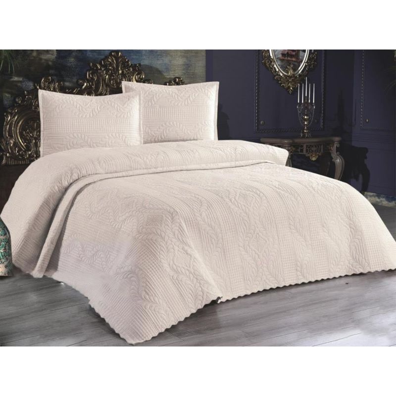 Casa si Gradina - Textile si covoare - Pături și cuverturi - Cuverturi - Set cuvertura pat dublu, L'essentiel Maison, cappucino, 230x250 cm, 100% bumbac, lavabil la masina - Infinity.ro