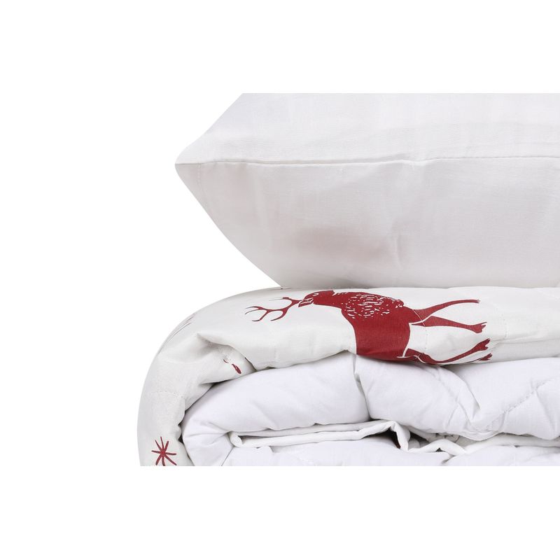 Casa si Gradina - Textile si covoare - Lenjerii de pat - Seturi de lenjerie - Set cuvertura de pat single, L'essentiel Maison, rosu bordo si alb, 160x220 cm, 65% bumbac 35% poliester - Infinity.ro