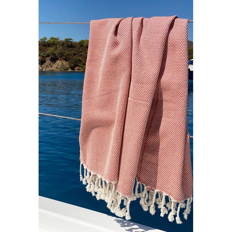 Casa si Gradina - Textile si covoare - Textile baie - Prosoape - Prosop de plaja fouta, L'essentiel Maison, rosu tigla, 95x190 cm, 100% bumbac - Infinity.ro
