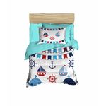 Casa si Gradina - Textile si covoare - Lenjerii de pat - Lenjerii copii - Set lenjerie pat copii, L'essentiel Maison, turcoaz rosu alb, husa plapuma 100x150 cm, cearsaf 120x150 cm, 100% bumbac si poliester, imprimare 3d - Infinity.ro