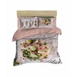 Casa si Gradina - Textile si covoare - Lenjerii de pat - Seturi de lenjerie - Set lenjerie pat dublu, L'essentiel Maison, pudra gri galben, 200x220 cm, microsatina poliester si bumbac, imprimare 3d - Infinity.ro