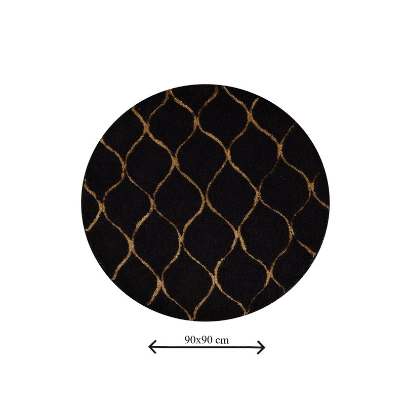Casa si Gradina - Textile si covoare - Covoare - Covorase baie - Covoras de baie, L'essentiel Maison, negru auriu, 90 cm, 100% acrilic, antiderapant - Infinity.ro
