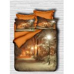 Casa si Gradina - Textile si covoare - Lenjerii de pat - Seturi de lenjerie - Set lenjerie de pat, L'essentiel Maison, portocaliu maro alb, 160x220 cm, microsatina poliester, bumbac - Infinity.ro