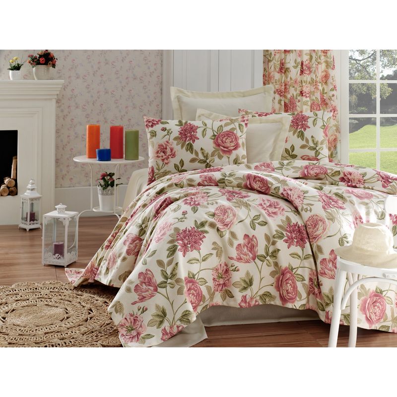 Casa si Gradina - Textile si covoare - Lenjerii de pat - Seturi de lenjerie - Set lenjerie de pat dublu, L'essentiel Maison, roz, 100% bumbac, pique 200x235 cm, cearsaf 220x240 cm - Infinity.ro