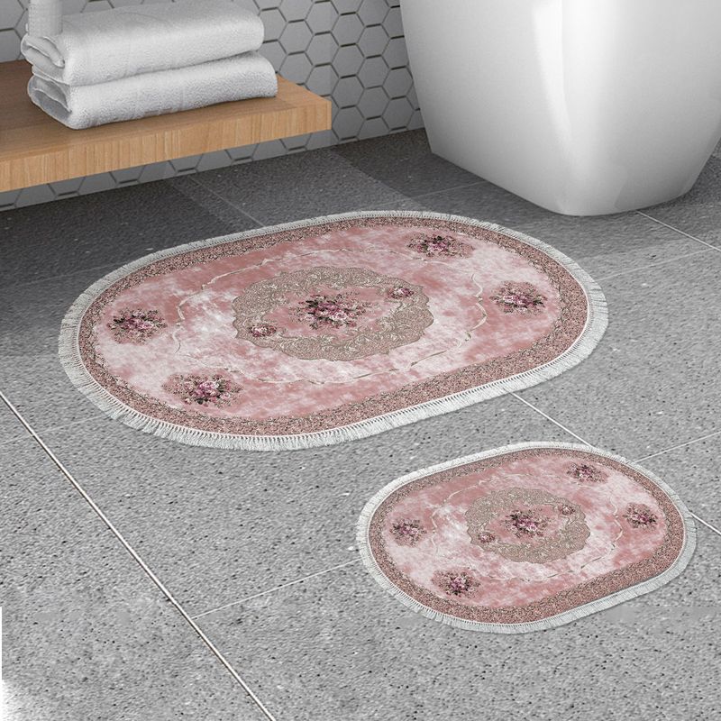 Casa si Gradina - Textile si covoare - Covoare - Covorase baie - Set covorase de baie, L'essentiel Maison, pudra, 50x60 cm si 60x100 cm, 100% poliester, antiderapant, 299ANR1675 - Infinity.ro