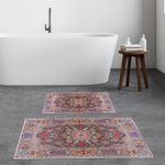 Casa si Gradina - Textile si covoare - Covoare - Covorase baie - Set covorase baie, L'essentiel Maison, multicolor, 50x60 cm si 60x100 cm, 100% poliester, antiderapant, antibacterian, 299ANR1584 - Infinity.ro