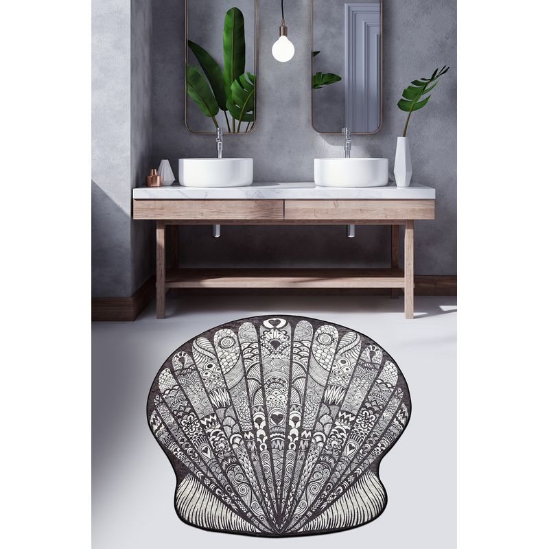 Casa si Gradina - Textile si covoare - Covoare - Covorase baie - Covoras de baie, L'essentiel Maison, alb-negru, diametru 140 cm, 100% poliester, antialergic, antiderapant - Infinity.ro